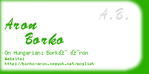 aron borko business card